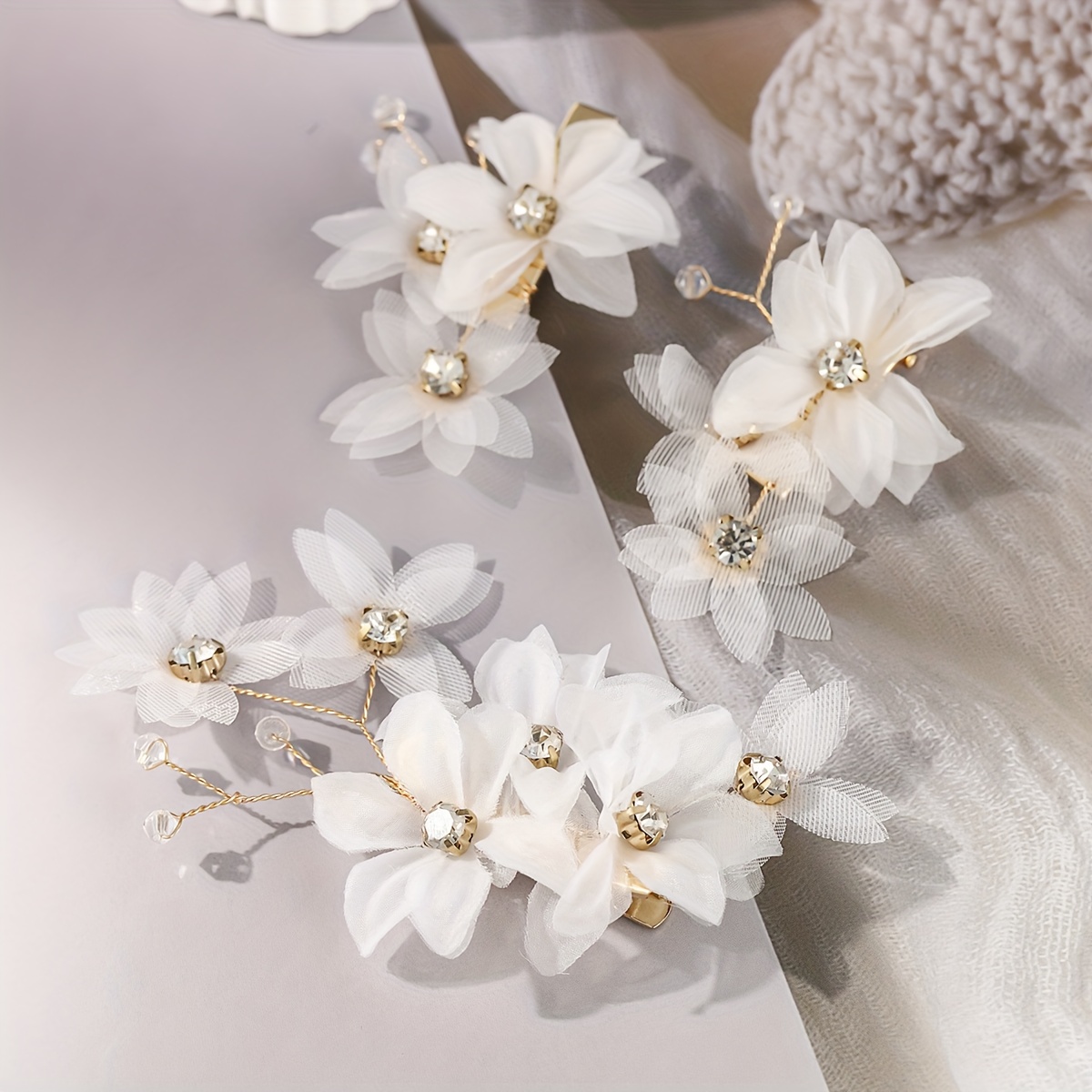 E-shop 3er-Set Einfache florale Strass-Haarnadeln, vielseitige Haar-Accessoires für den , geeignet für Partys und Fotoshootings