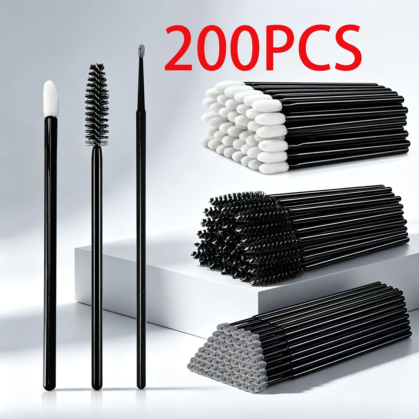 TEMU Kit Trucco 200 Pezzi, Pennelli Mascara, Pennelli , Micro Pennelli, Applicatori Ombretto, Allungamento Ciglia, Strumenti Trucco Sopracciglia
