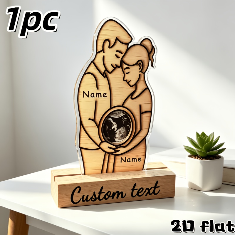 TEMU ¡Adorno 2D de 1 pieza para nuevos ! y foto personalizables, recuerdo de embarazo, convierte foto de 'S en ! Regalo para
