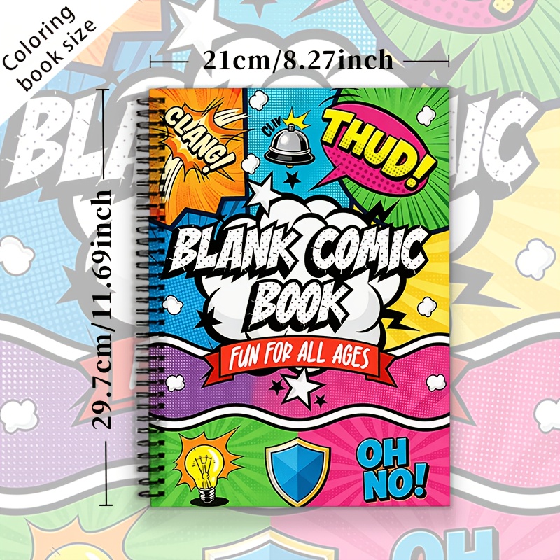 TEMU [comic Book] Adult Beginner Comic Practice Book, Blank Template , A4 Thick Paper, 20 Pages, Hand-drawn Comic Sketch Paper, Comic Artist Drawing