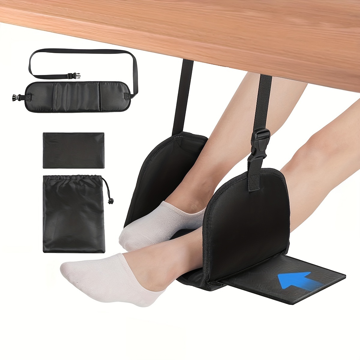 

Adjustable With Detachable Support Plate, Portable Airplane Hammock Foot Rest, Lightweight Desk Foot Hammock, Polyester Material Casual Style Travel Accessory