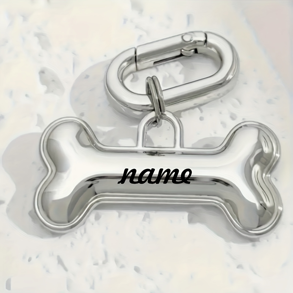 TEMU A Custom Engraved 3d Bone-shaped Dog Id Tag, Personalized Pet Id Label, Dog Necklace, Made Of Durable Metal Alloy With A Smooth Texture, A Gift