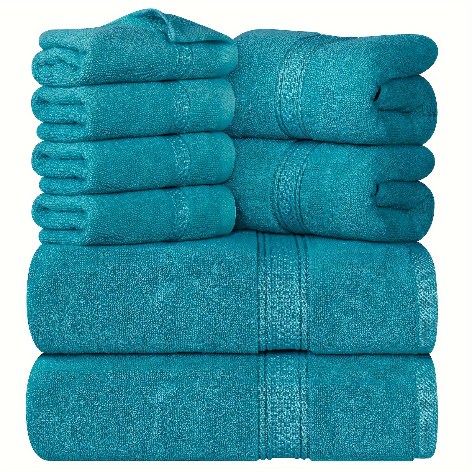 

8- Towel Set - , Pattern, 450 Gsm Towels For Bathroom, Spa, Gym, Includes 2 Bath Towels, 2 Towels, 4 Washcloths -