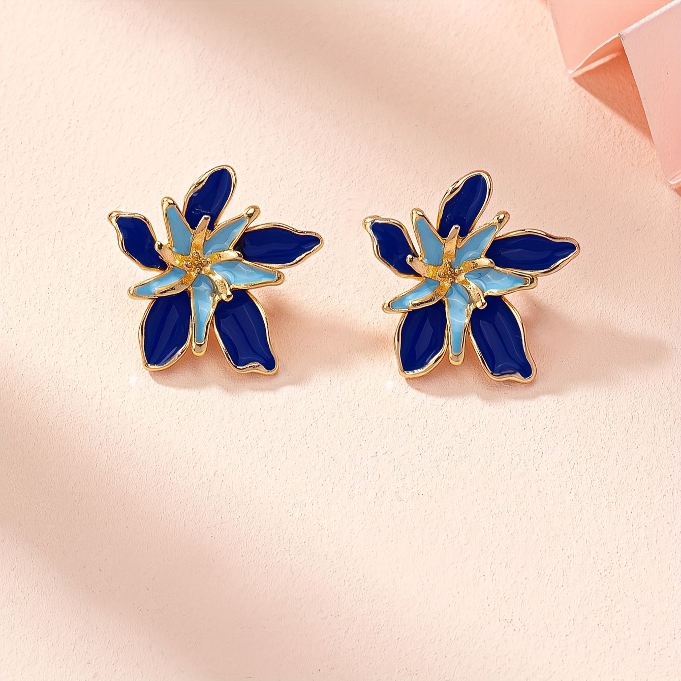 TEMU Boucles d'oreilles clous pétales goutte d'huile