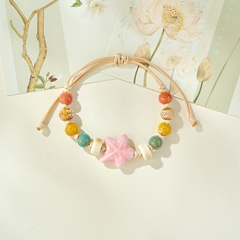 Ethnic-Style Ceramic Women's Woven Bracelet, Adjustable