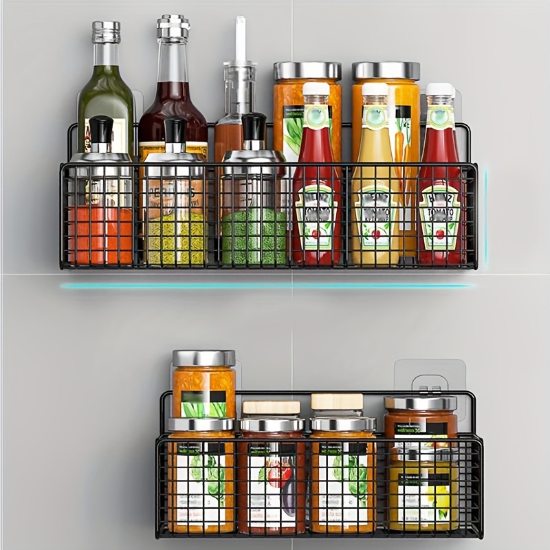 

[top-] Contemporary Metal Kitchen -mounted Storage For Seasoning Bottles - , -saving Organizer