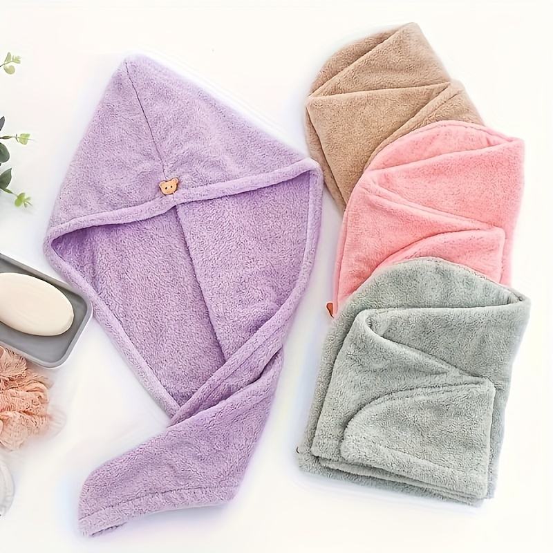 TEMU 1pc Of Solid Color Hair Towel Ultra-simple Microfiber Absorbent Hair Towel Quick Drying Hair For