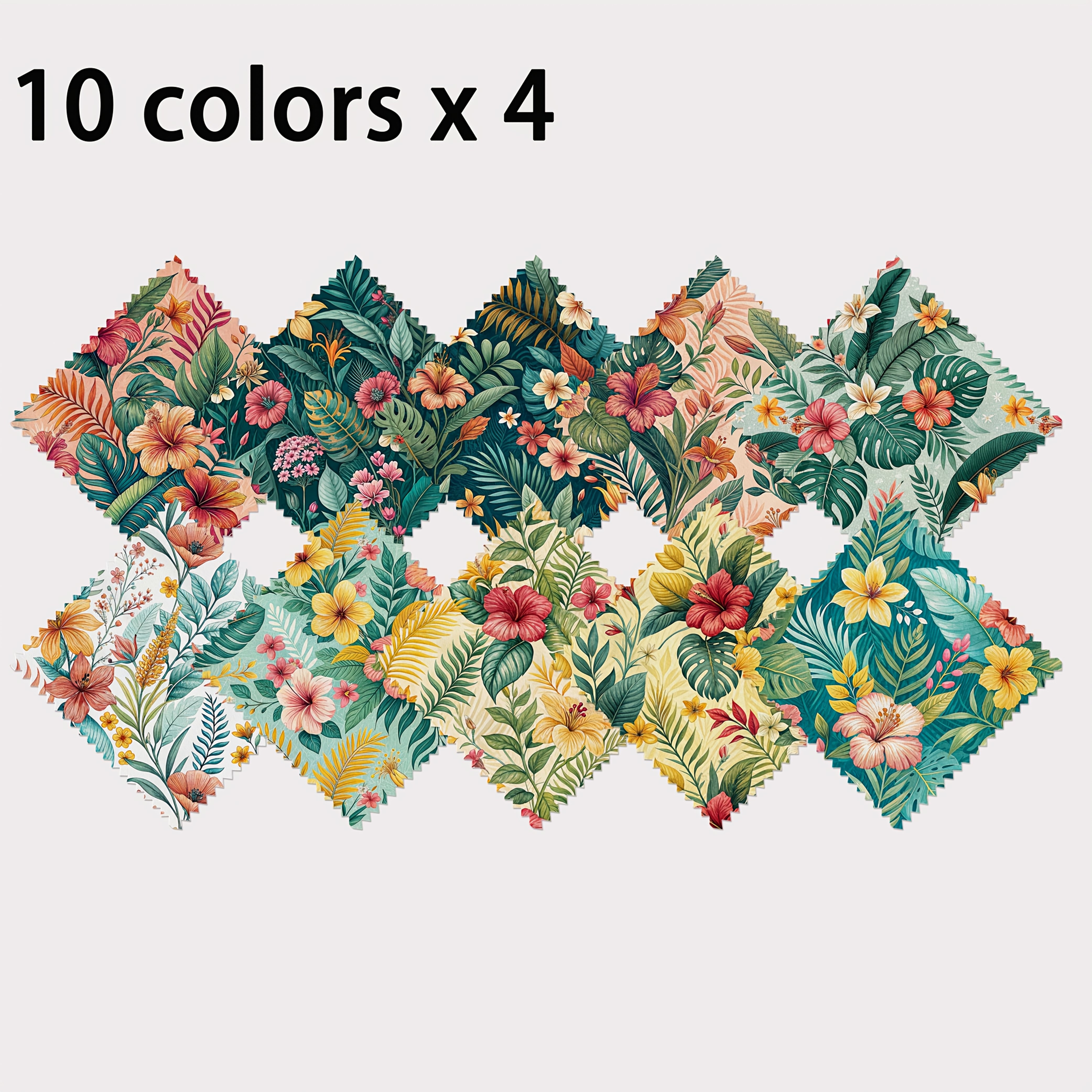 TEMU Paquete de 40 piezas de abalorios, surtido de patrones florales y de hojas, manualidades, colores , estilos de , , 10 diseños, 120G de poliéster