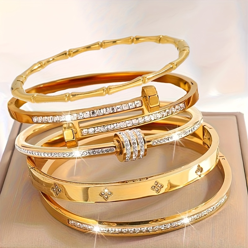 E-shop 5-teiliges Set hochwertiger eleganter Edelstahl-Armbänder für Freizeit formelle Anlässe