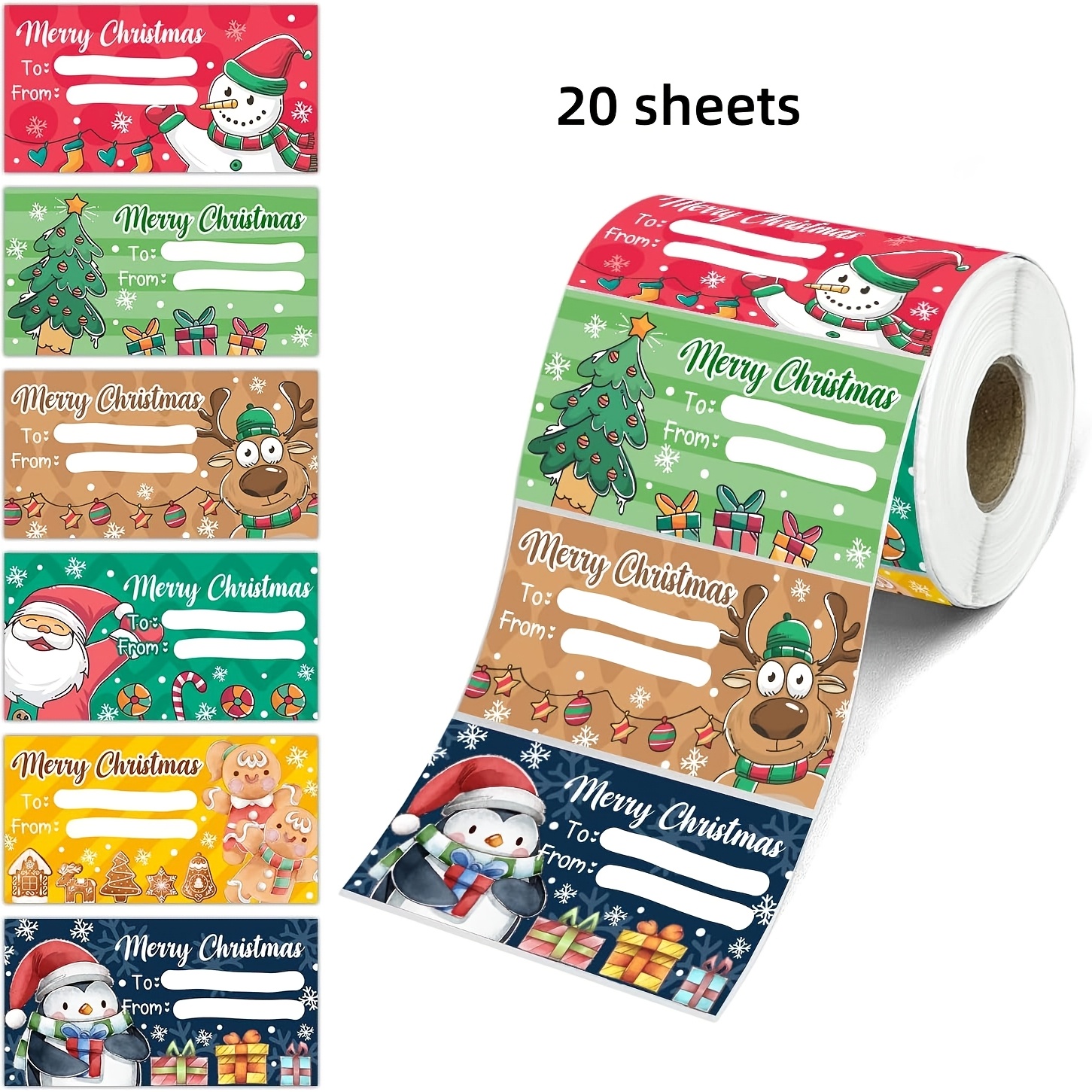 item picture merry christmas gift tags christmas cartoon pattern name stickers for gift wrapping holiday packaging festive labels   reusable stickers gift tags family gifts  