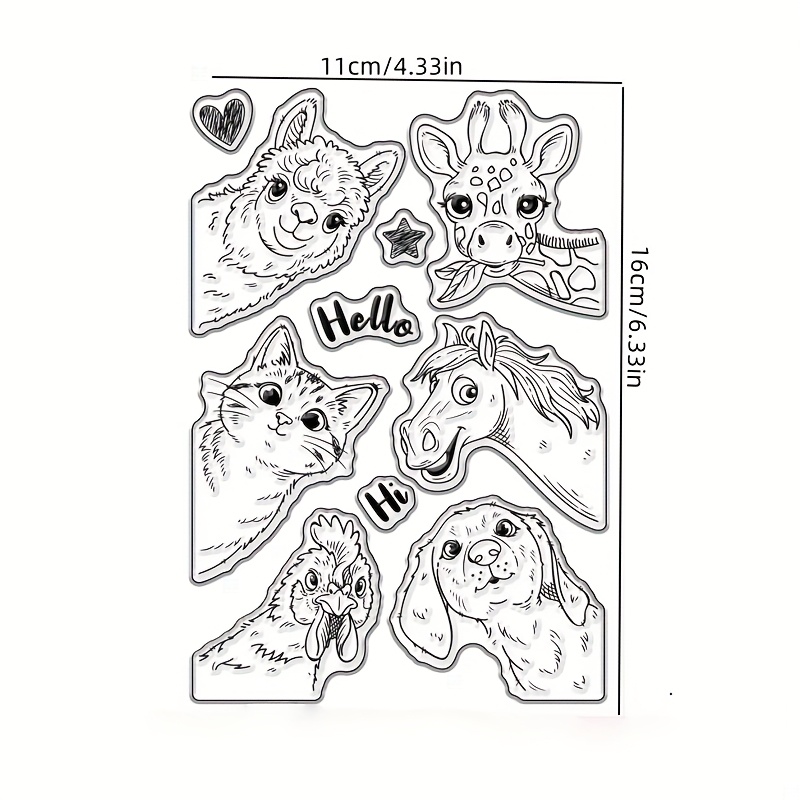 Image of 1pc Of Clear Transparent Stamp Featuring Animals Like Giraffes And Llamas, Used For Pressed Flower Journals, Albums, Decorations, And Painting Crafts