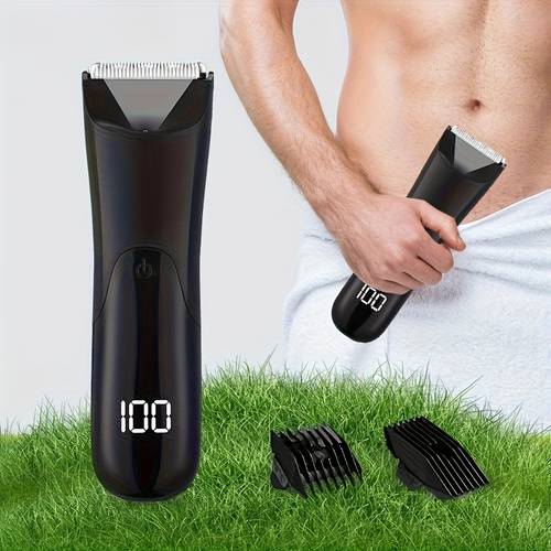 mens groin and body hair trimmer electric public trimmer with 2 protective cover kits ceramic blade head dry and wet shaver usb rechargeable electric shaver 500mah lithium battery gift set valentines day gifts fathers day gift