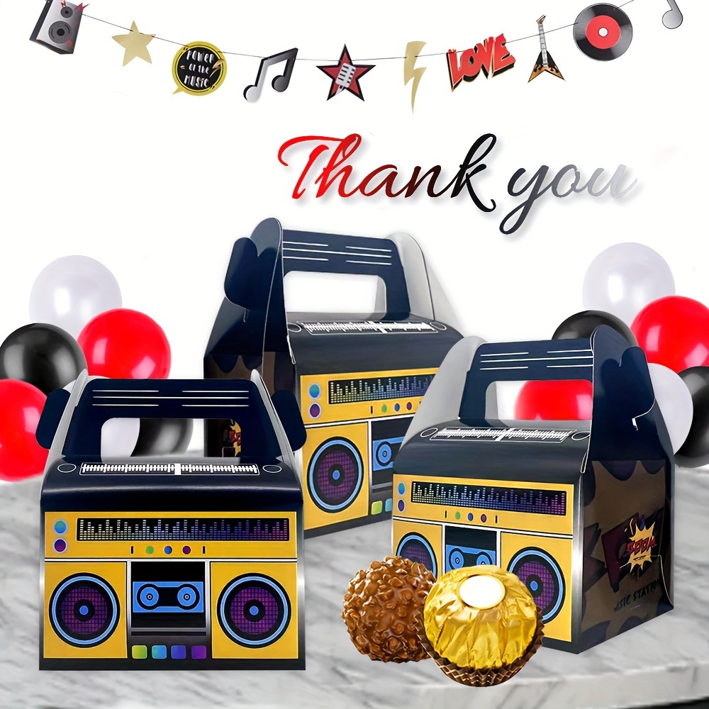 

8pcs Retro Boom Gift Boxes - Perfect For 80s, 90s, & More Themed Parties - Ideal For Birthdays, Showers, Gender Reveals - Rock Disco Table Centerpieces & Hip Hop Goodie Bags