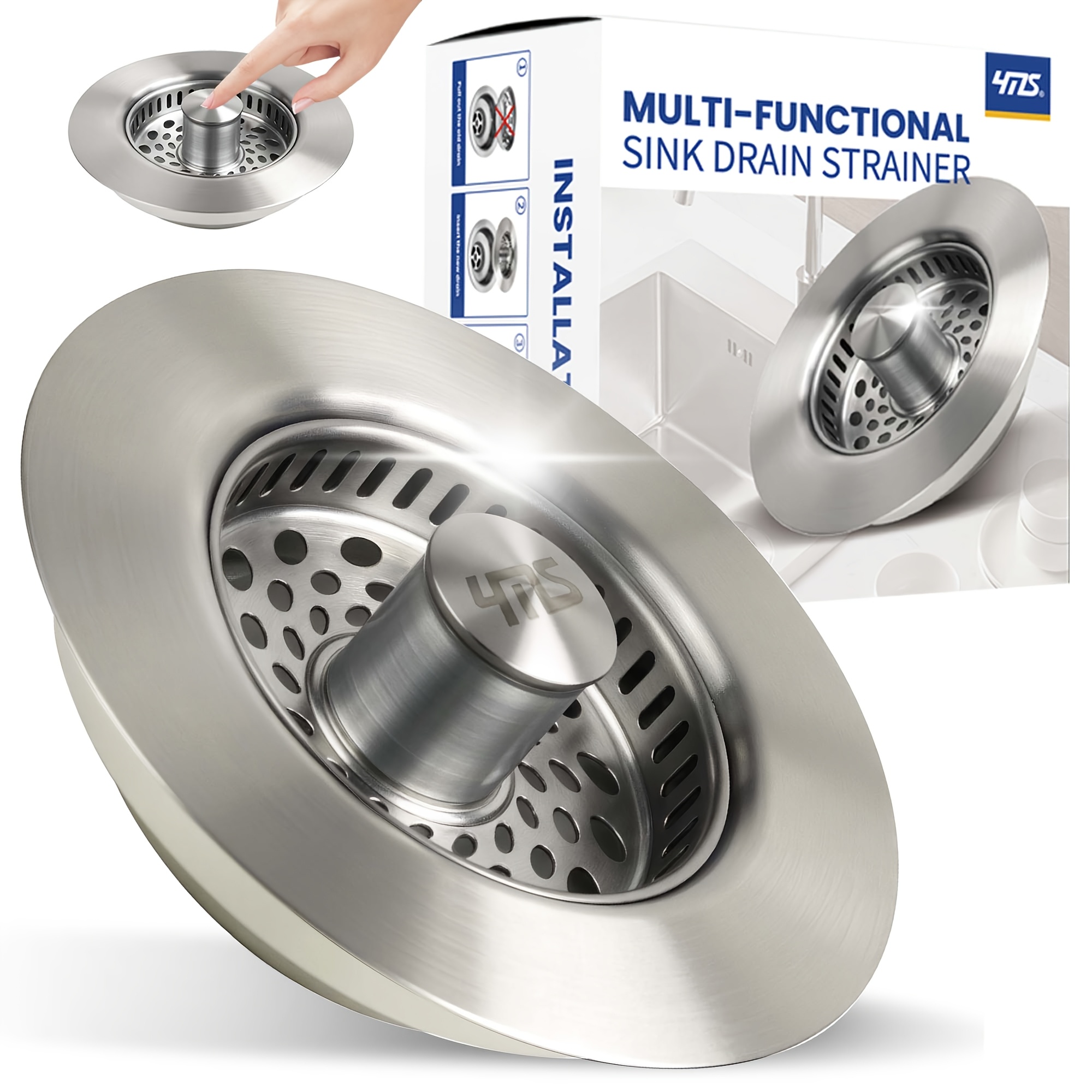 5-in-1 304 Stainless Steel Kitchen Sink Drain Strainer – Pop-Up Drain Stopper, Food Catcher, Odor Filter & Rust-Resistant Sink Basket for Clog Prevention — Zaynora Luxury Marketplace