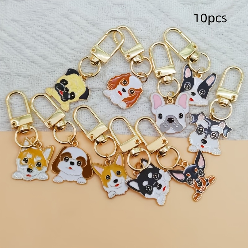 Image of 10pcs Cartoon Animal Keychain Set, Suitable For Women, Alloy Keychain With Hiking , Anime Cartoon Themed Decorative Accessories With Tassel Details, Perfect For Birthday Gifts.