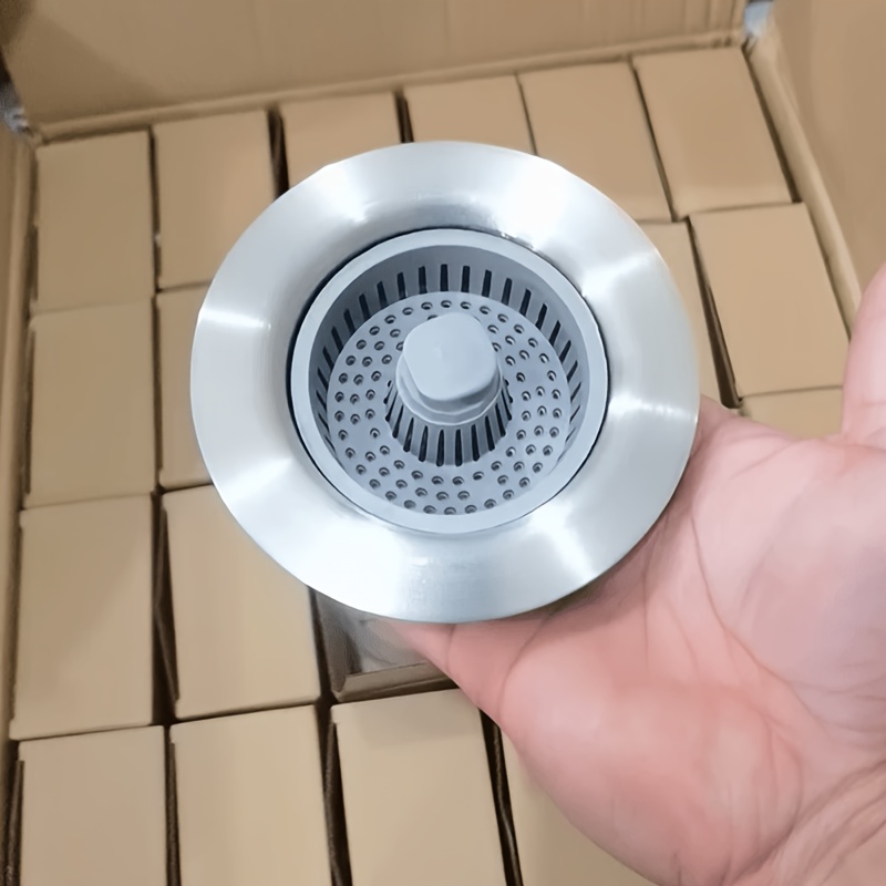 1pc 3-in- Sink Drain Filter And Plug Combination, Abs Kitchen Sink Plug, Kitchen Drain Filter Plug, Standard 3-1/2 Inch Drain