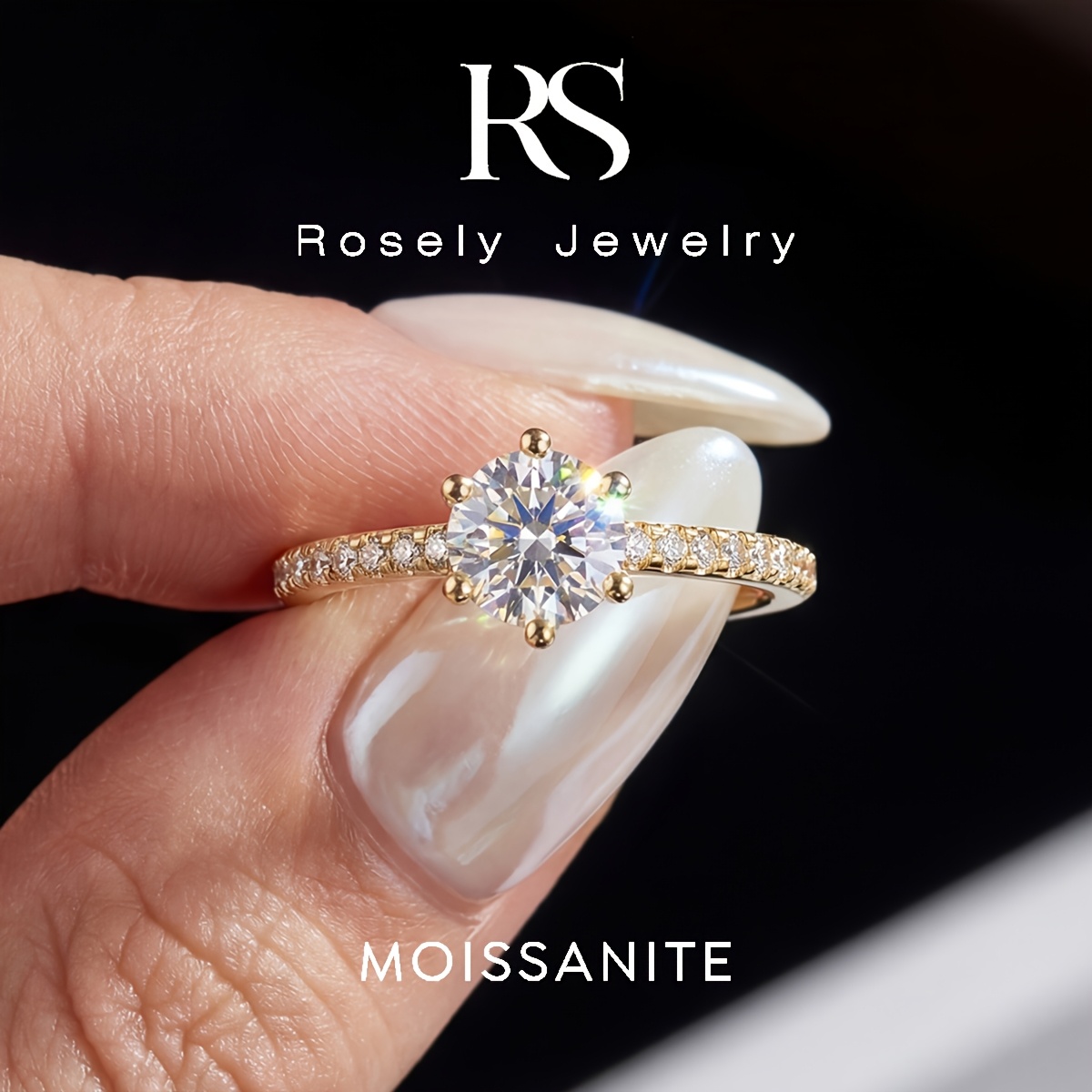 Sparkling 0.5Ct Moissanite Rings for Women, Luxury Engagement