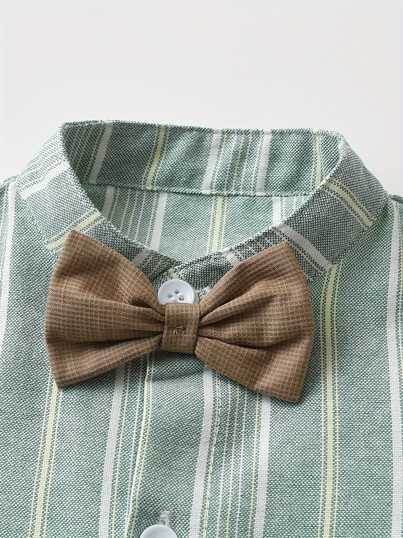 Ensemble Deux Pièces Vêtements d'Été pour Nouveau-né Garçon Chemise à Rayures à Manches Courtes Costume de Gentleman Mode Vêtements pour Enfants