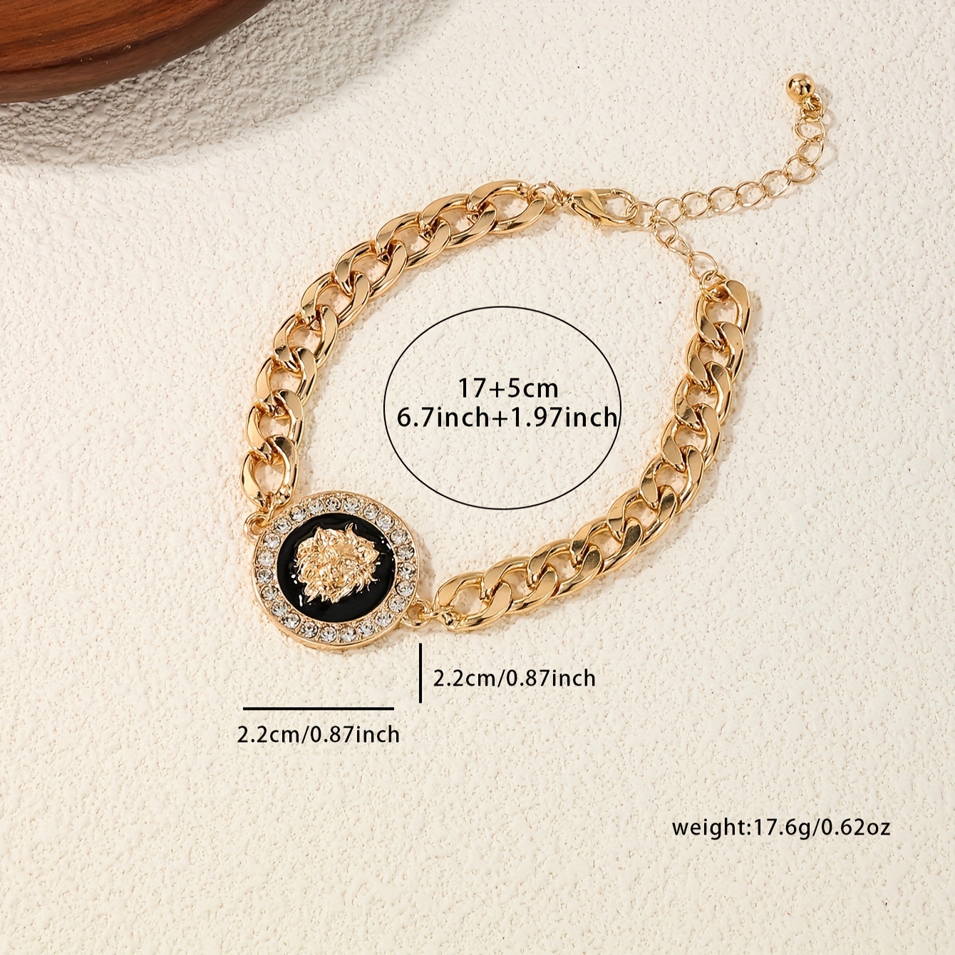 Cuban Link Bracelet with Lion Head Pendant Hip Hop Design