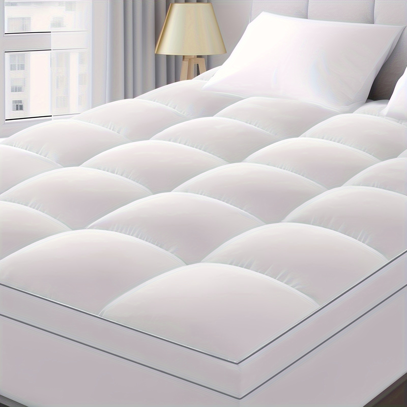 

850gsm Extra Thick With Flat Sheet And Pillowcases - Extra Thick Mattress Pad Cover For Back Pain - Soft Bedding Sheet - Overfilled Plush Pillow Top With 8-21 Inch Deep Pocket