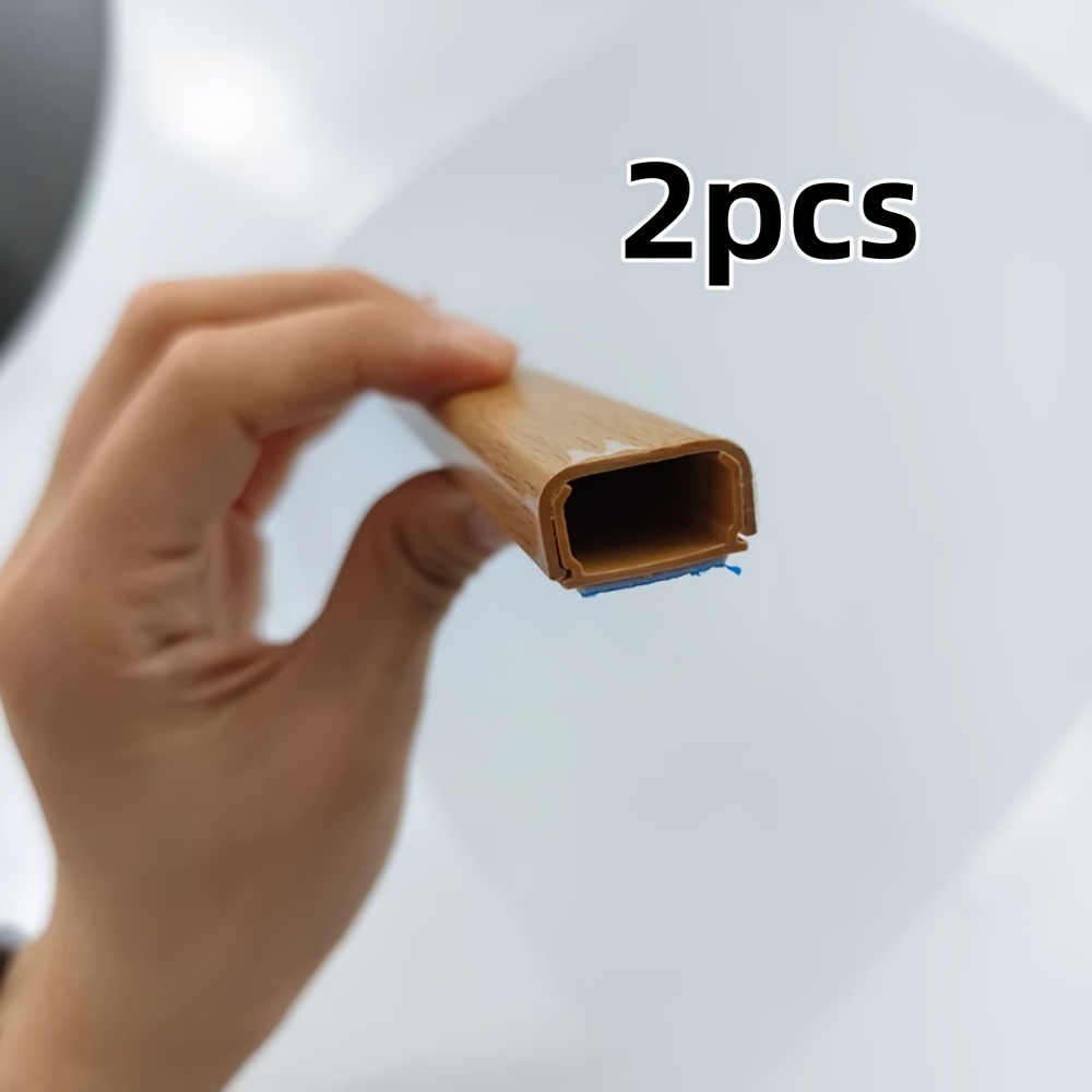 TEMU Lot de 2 goulottes de gestion de câbles auto-adhésives en PVC à grain de bois - Cache-câbles perçage pour téléviseur mural, cache-fils à peindre
