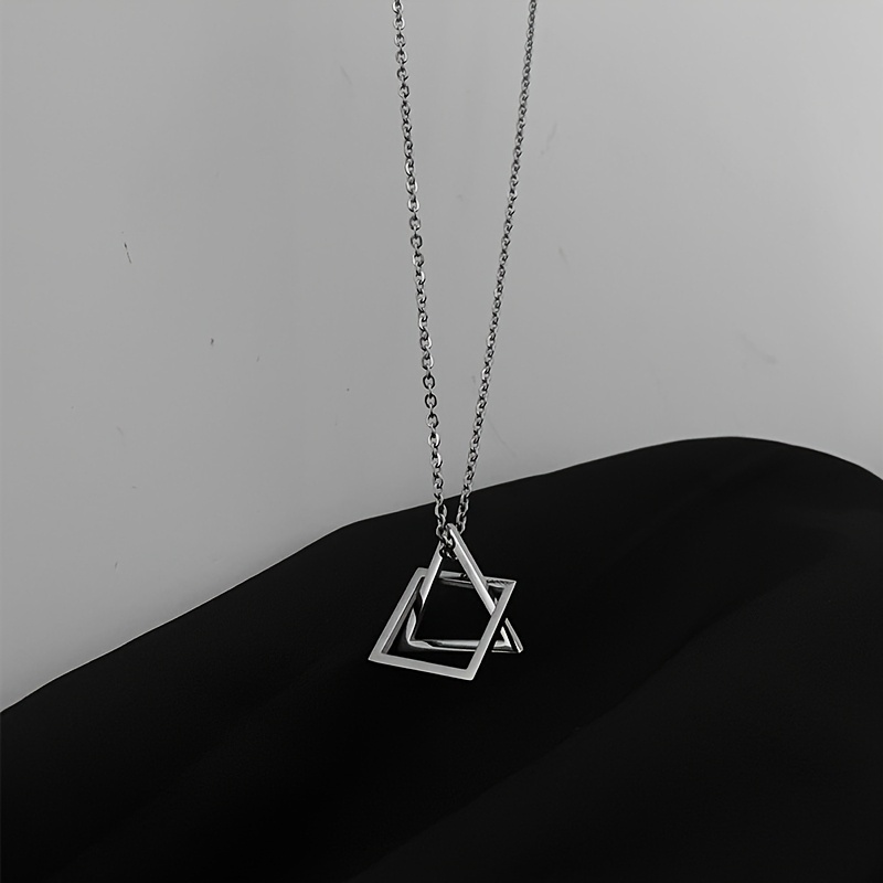 Image of Triangle Square Necklace Geometric Pendant, Simple And Elegant, Punk Hip-hop, Niche Fashion, , Cool And Minimalist, Vintage, Trendy And Edgy