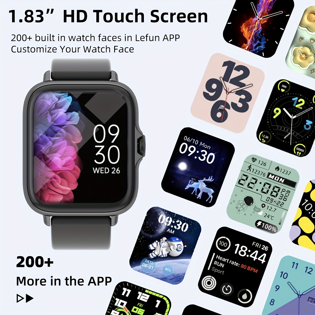 smart watch 1 83 full touch screen activity   with call message functions pedometer multiple sports modes water resistant compatible with ios android devices simple style ideal gift for any occasion details 7