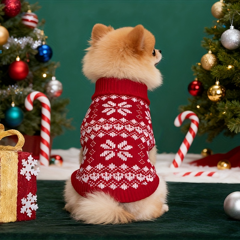 TEMU New Ted Christmas Sweater For Small To Medium Dogs, Christmas Snowflake Sweater, Warm Decorative Clothes For Cats, Christmas And New Year Gift