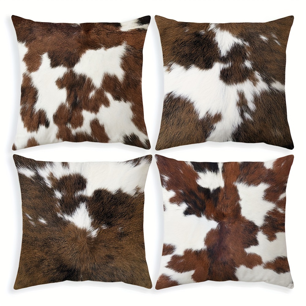 

Pack Of 4 Animal Fur Printed Throw Pillowcases Pillow Covers Living Room Decor Office Decor Farmhouse Decor