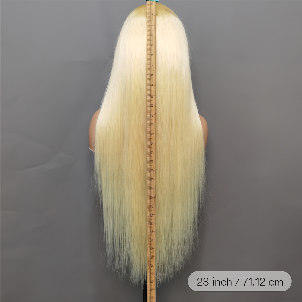 TEMU 613 Lace Front Wig Human Hair 13x4 Transparent Blonde Lace Frontal Wigs Human Hair 180% Density Straight Blonde Lace Front Wig Human Hair Pre Glueless Wigs For Women