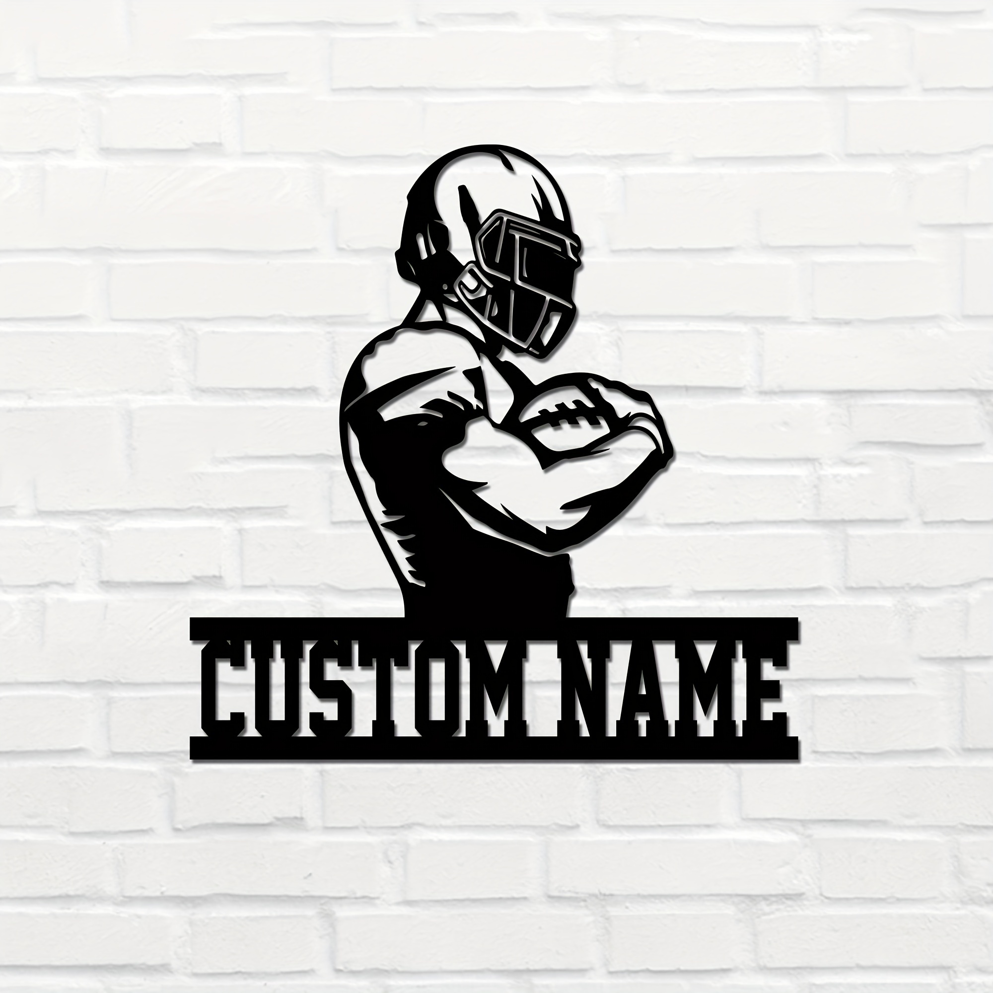 

Customizable Football Metal Last Name Sign - Black Iron Wall Art, Reusable Home & Outdoor Decor For Living Room, Door, And Garden