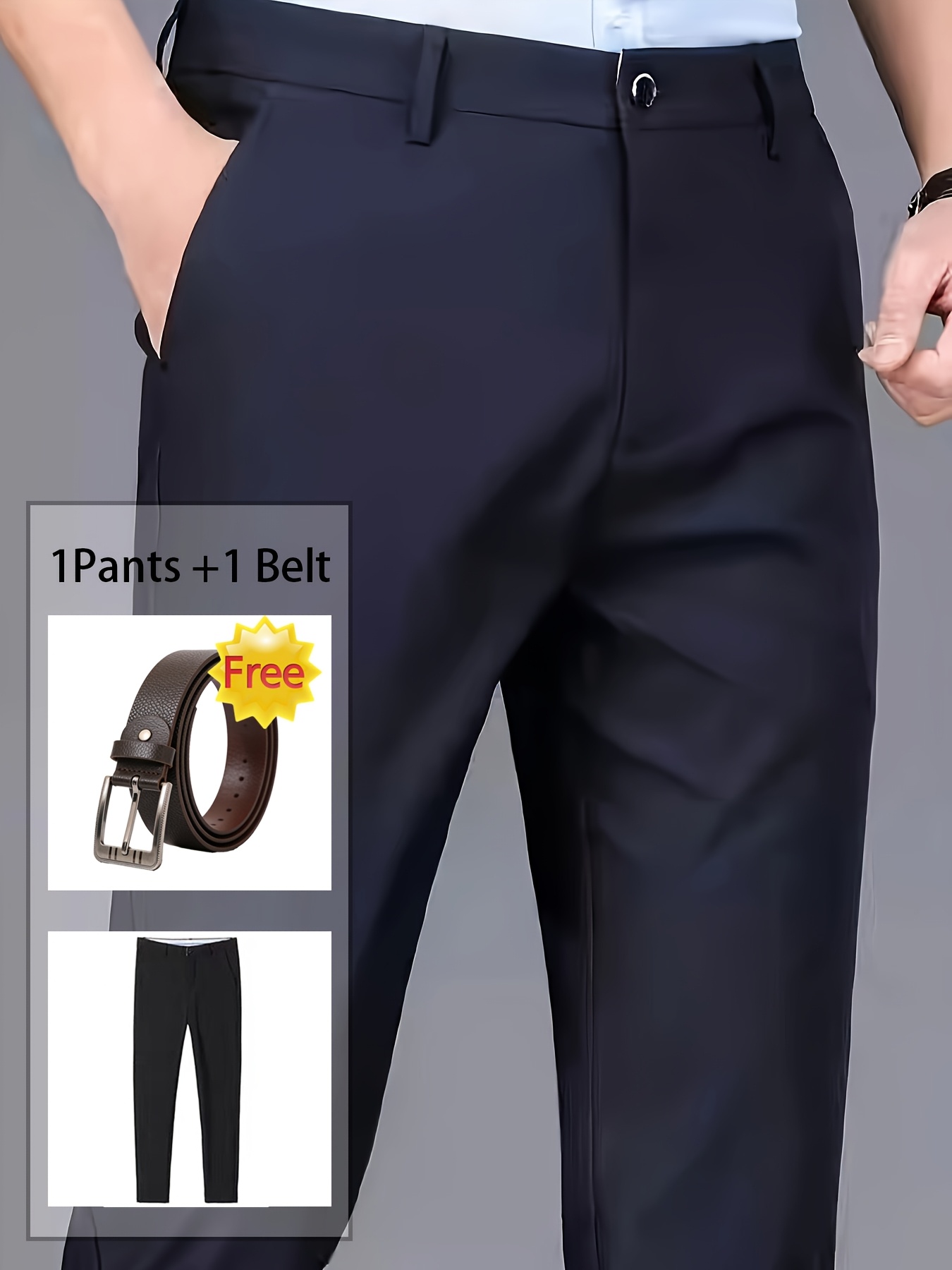 Men's Professional Business Trousers, Stretch, Wrinkle-resistant and Iron-free, Formal & Casual Loose Straight-leg Suit Pants, Versatile for Office Workers, Ideal Gift for Work Wear