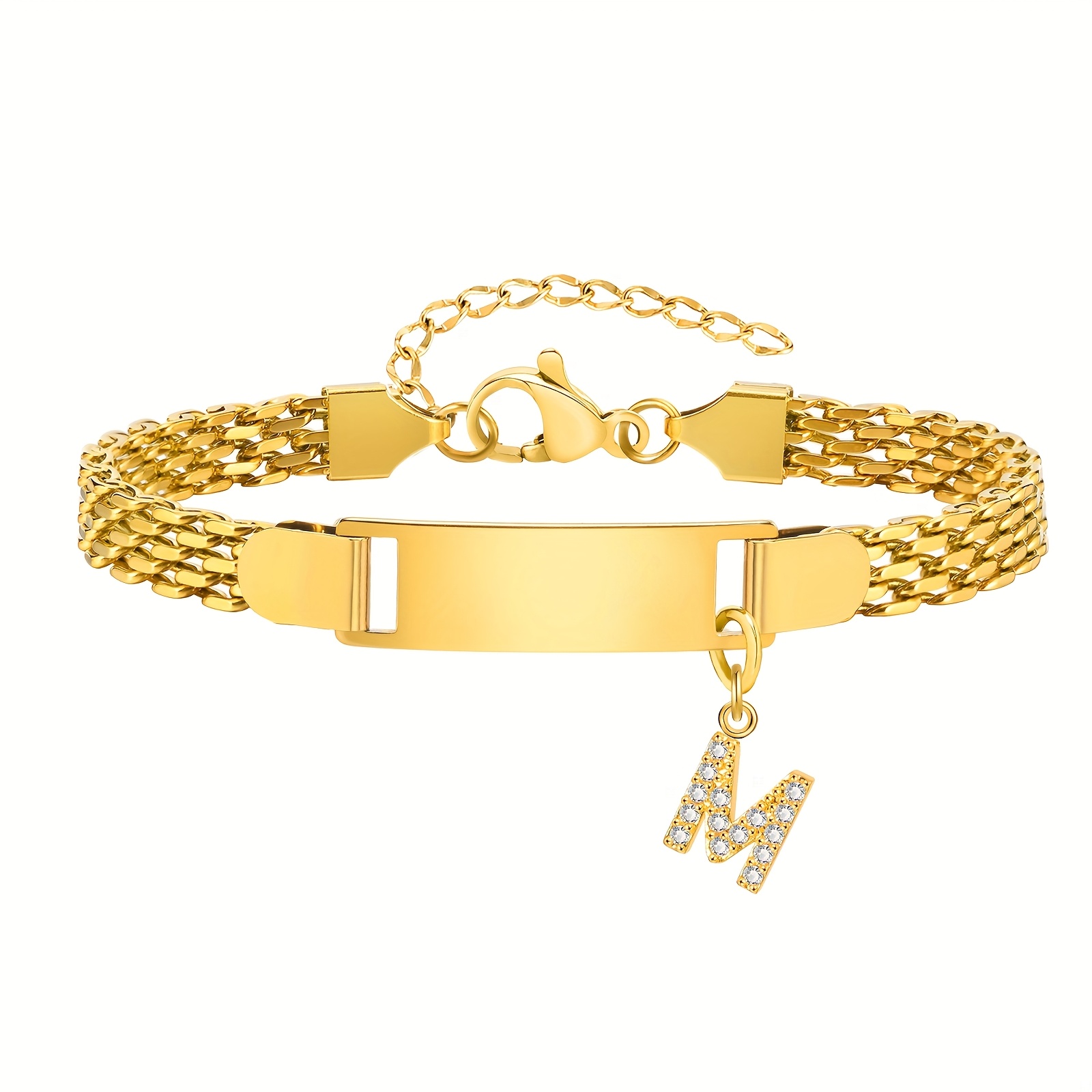 TEMU Customizable Letter 304 Stainless Steel Parent-child Bracelet, Suitable For Adults And Teenagers, An Gift For Mothers And Teens, A Personalized
