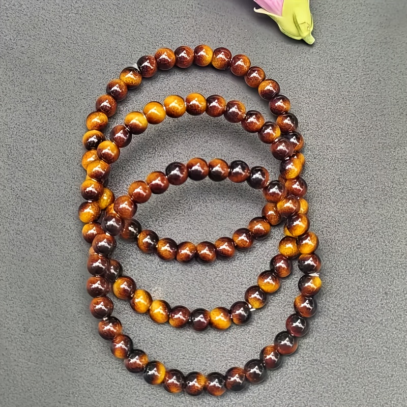 TEMU 3 pulseras de de 6mm/8mm/10mm, brazalete de cuentas de vidrio multicolor, unisex, perfectas para vacaciones y fiestas , regalo para familiares y