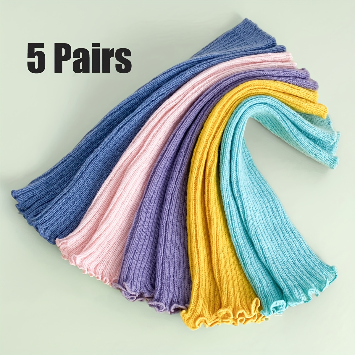 Image of 5 Pairs Leg Warmers, Girls' Slouchy Socks, Kids' Leg Warmers, Leg Socks, Slouchy Leg Warmers, Stylish Long Tube Socks, Suitable For Spring And Autumn