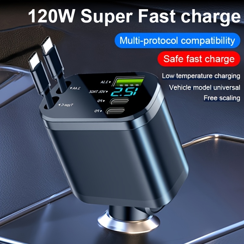 5 in 1 car multi   charger 120w   low temperature charging universal for vehicles safe fast for usb   modern   charger compatible with iphone 17 ipad more