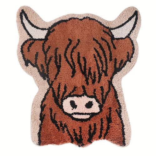 highland cow tufted mat bath mat scottish fluffy cow bathroom shower mat bathmat aesthetic floor mat for bedroom farmhouse home decor