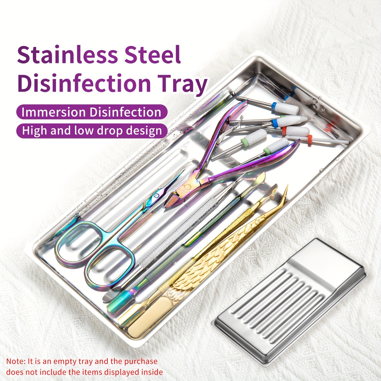 

Professional Stainless Steel Manicure Pedicure Disinfection Tray Kit – Nail Tools Sterilization Container For Salon & Home Use – Unscented, High And For Effective Sanitizing