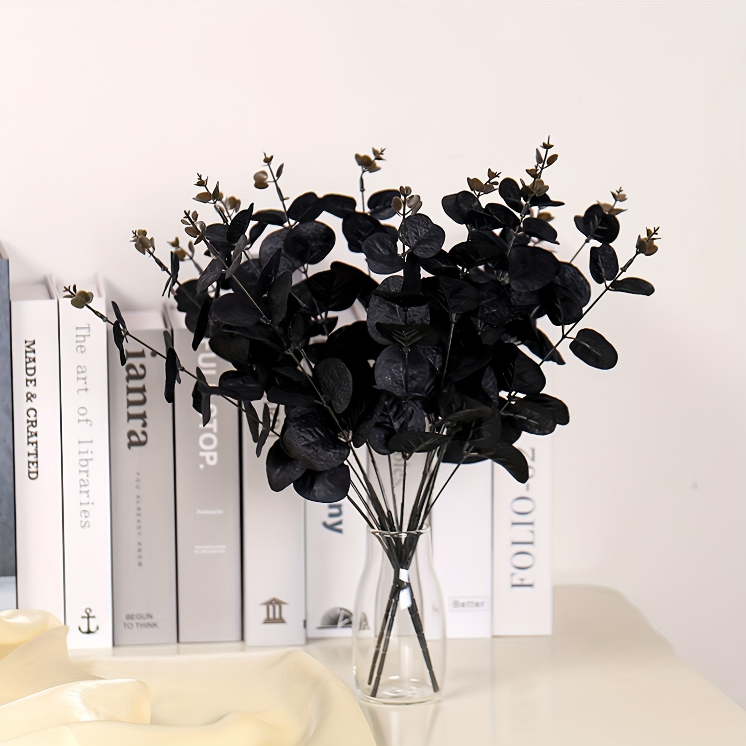 TEMU 3pcs Artificial Flowers Black Eucalyptus Bouquet. Suitable For All Kinds Of Celebrations, Home Flower Arrangement Decoration, Garden Landscaping Or Photographic Props, Etc.