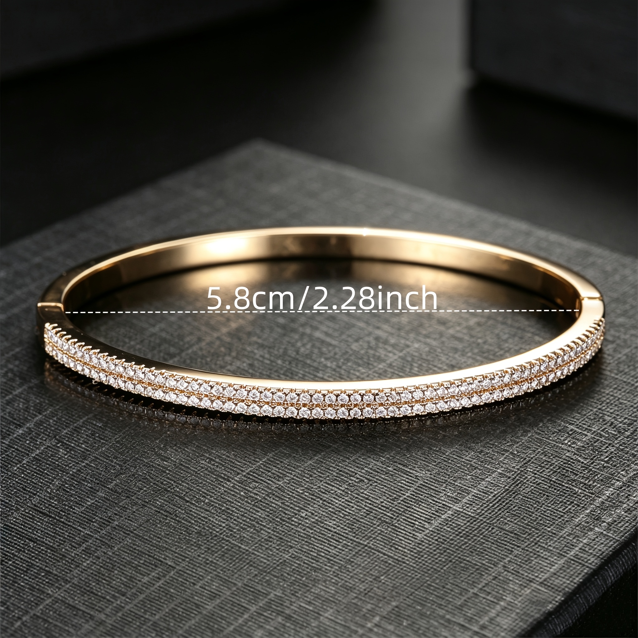 Women's Double-Row Tight-Setting Bangle Bracelet, Stackable Style