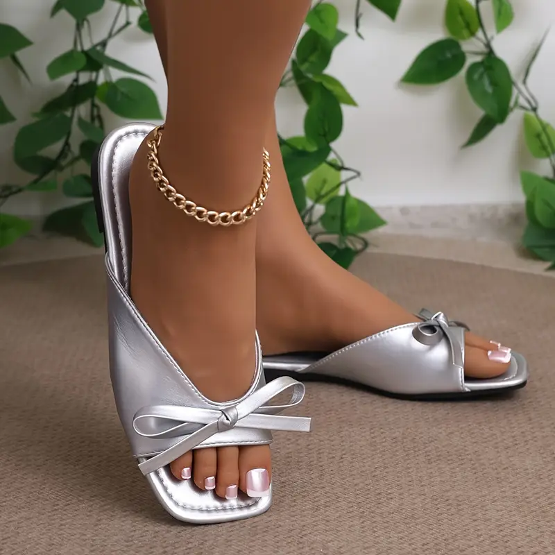 womens bow decor toe s details 3