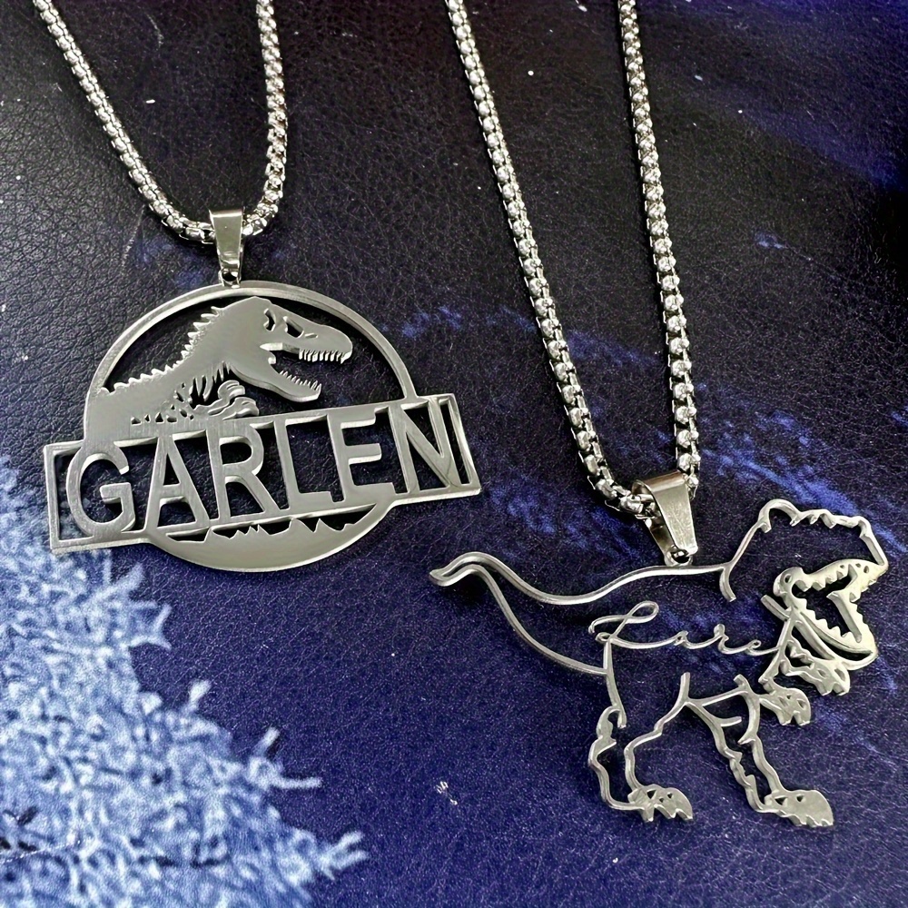 

Custom Name Dinosaur Charm Necklace - Stainless Steel, Cute Animal Theme Jewelry For Women - Perfect Gift For Anniversaries, Birthdays & , Dancingbear