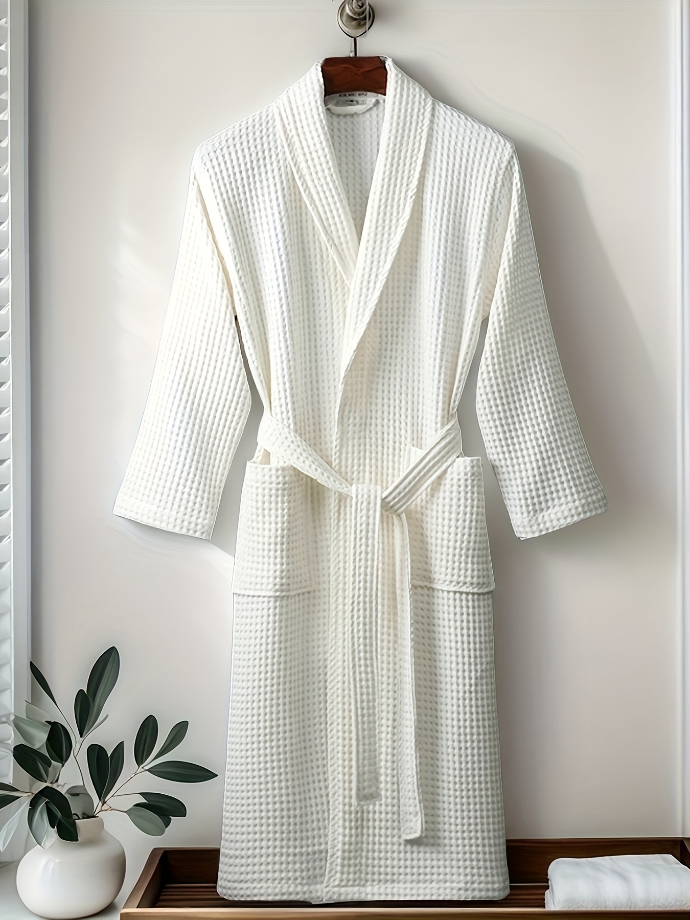 cotton bathrobe spring and autumn cotton nightgown waffle for man and woman couple long yukata   hotel   bathrobe