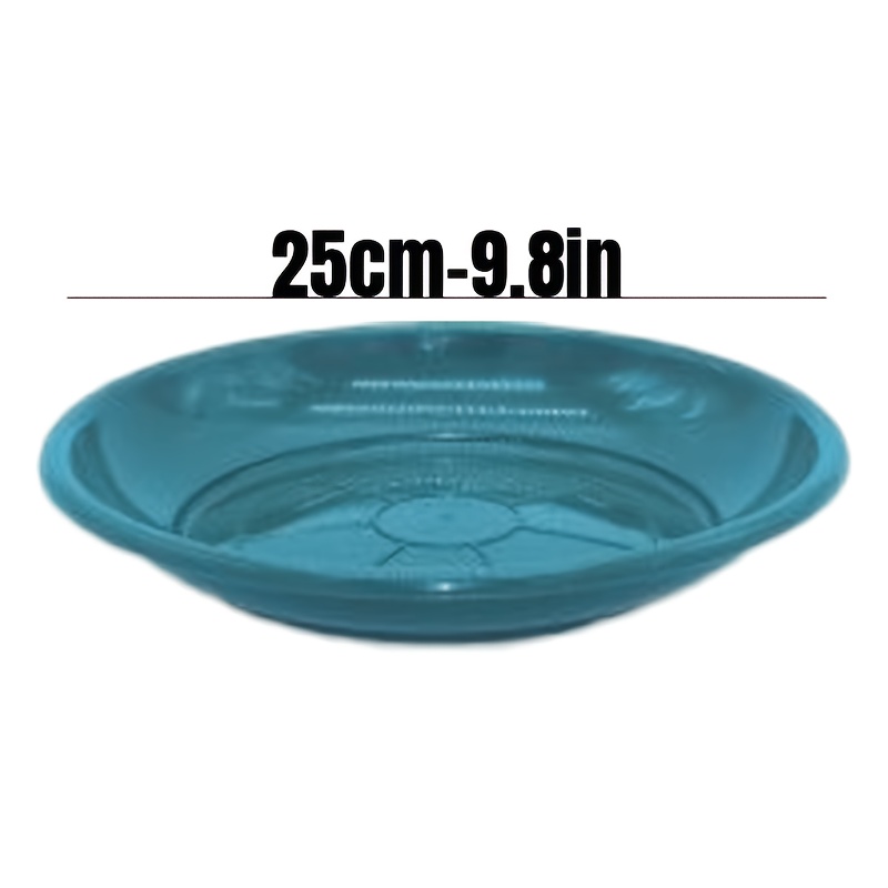 Image of Set Of 12 Lake Blue Round Plastic Plant Pot Trays (diameter 25 Cm / 9.8 Inches) For Succulent Plants, Circular Pot Bases
