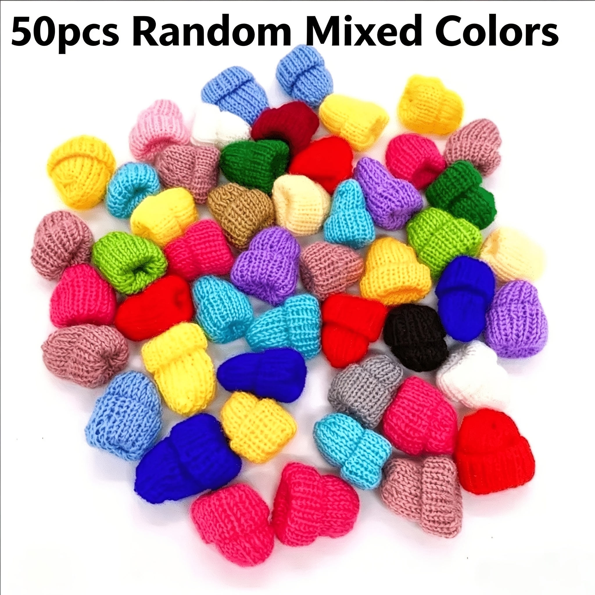 TEMU 50pcs Mini Christmas Knitted Hats -random Mixed Colors, For Jewelry Making, Suitable For Earrings, Hair Additions, And Craft Supplies, Holiday