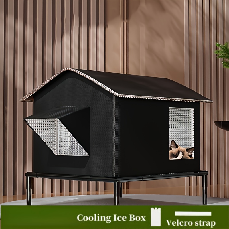 E-shop Vier-Jahreszeiten Outdoor-Katzenhaus – Geräumiges Design mit Klimaanlage und Kühlschrank, Bissfestes Material, Gemütliches Isoliertes Katzenbett