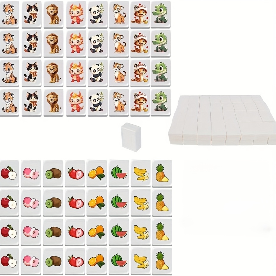 E-shop 65-teiliges Schachbrett im Meeresmotiv, Strand-Fluchtspiel-Baustein-Mahjong-Set, Mini-Mahjong-Set, Muster-Mahjong-Spiel, Strand-Brettspiel,