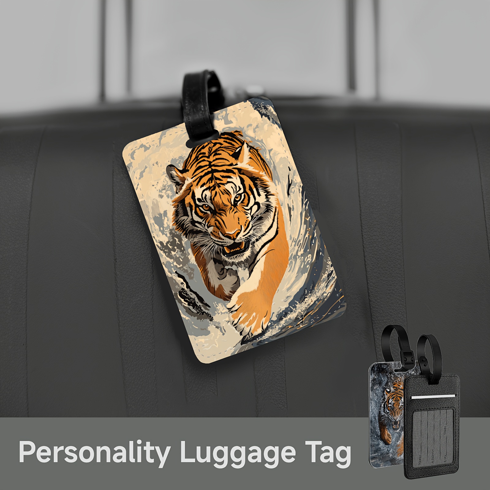

Stylish Tiger Faux Pu Luggage Tag - Lightweight & For Suitcases, Backpacks & Travel Gear | Perfect Valentine's Day Or Birthday Gift