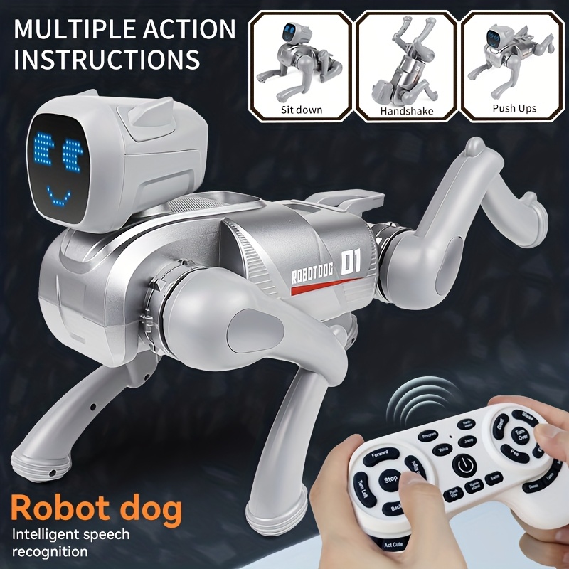 Išmanusis robotas šuo žaislas su programėle ir nuotoliniu valdymu, belaidis/belaidis/5G ryšys, programuojamas su įrašymu, 12+ iš anksto įdiegti komandos, ekspresyvus veido atpažinimas, USB įkraunamas ličio baterija maitinamas robotas augintiniui berniukams ir mergaitėms - Ide