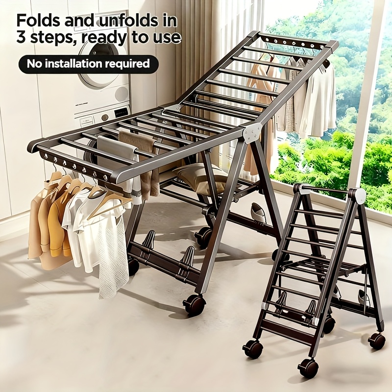Image of 2-tier Foldable No-assembly Drying Rack Design With Adjustable Height Holds Multiple Of Laundry Space- Clothes Airer For Indoor Use In Small Homes&apartments Bedroom Balcony, Drying Racks